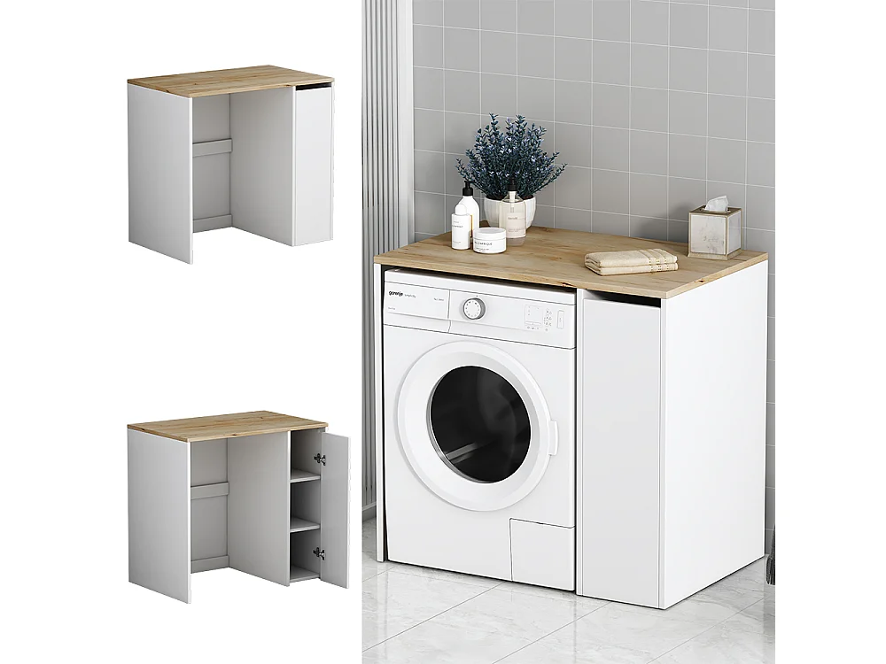 Waschmaschinenschrank weiß 93.5x60x88.5 lavik