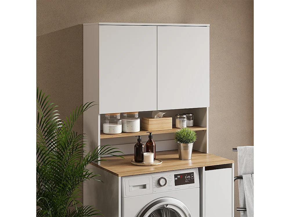 Washing machine cabinet white/artisan 93.6x29x100.4 viktor