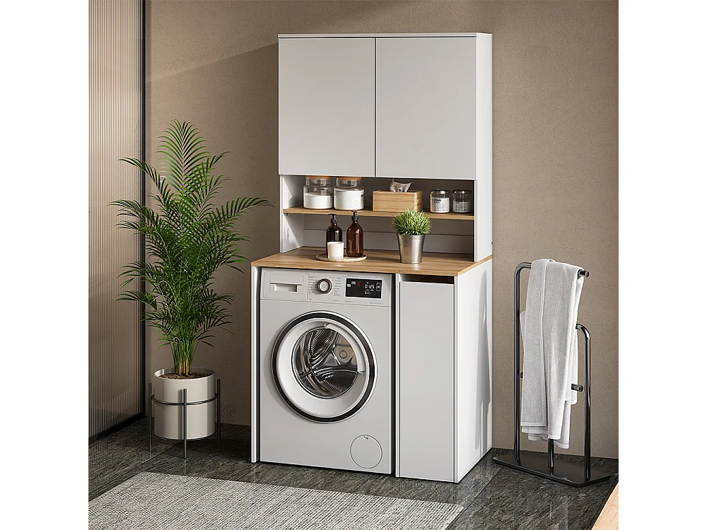 Washing machine cabinet white/artisan 93.6x60.3x88.2 viktor