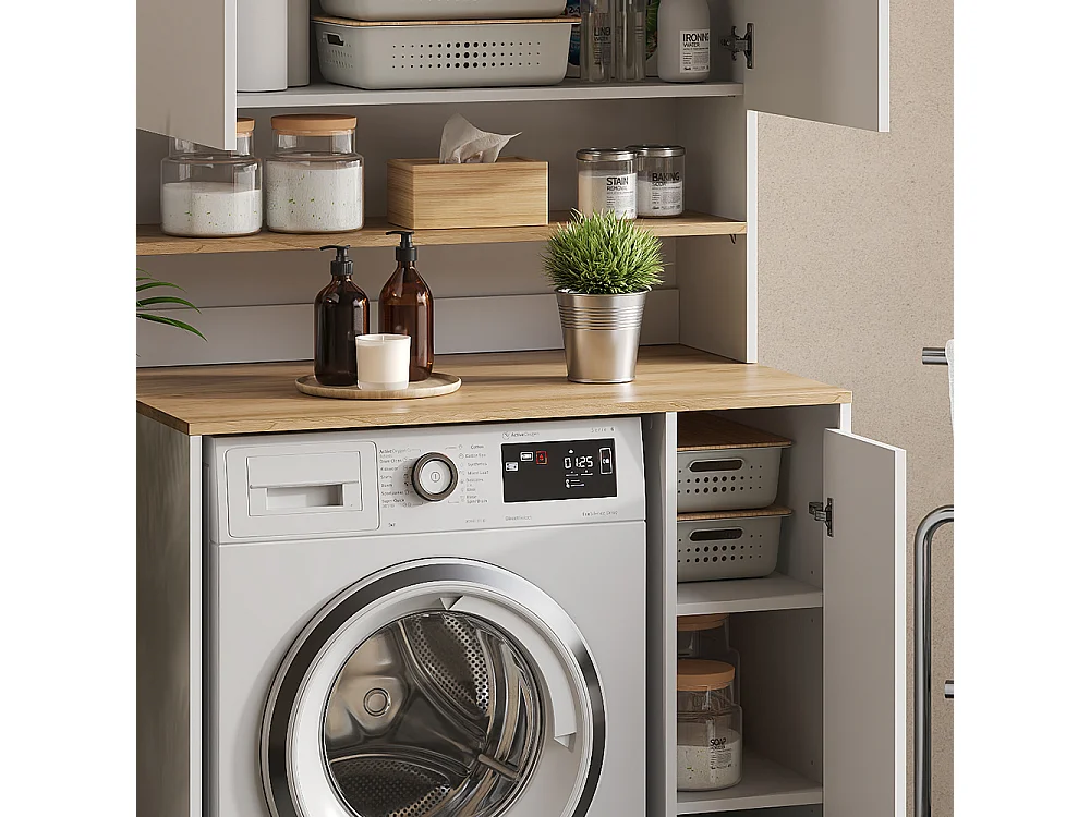 Washing machine cabinet white/artisan 93.6x60.3x88.2 viktor