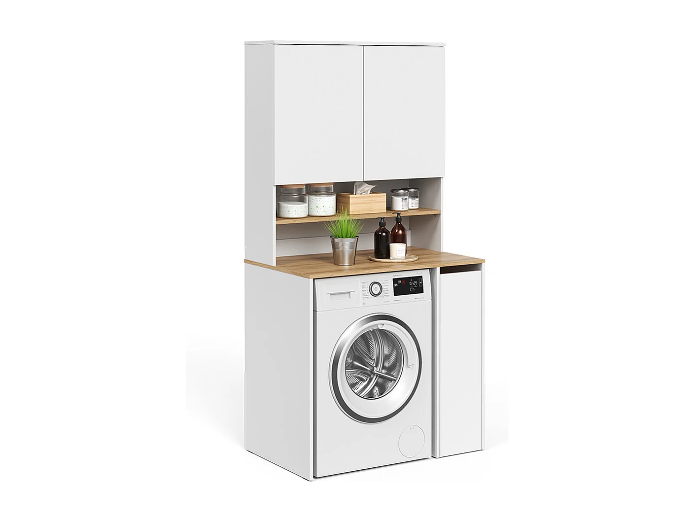 Washing machine cabinet white/artisan 93.6x60.3x88.2 viktor