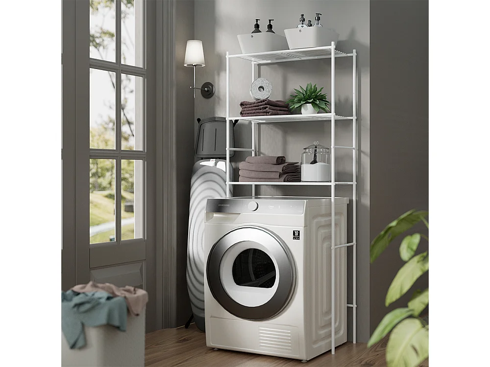 Waschmaschinenregal weiß 66x30x162 miso