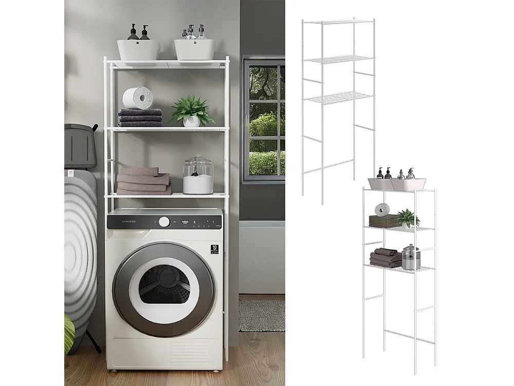 Waschmaschinenregal weiß 66x30x162 miso