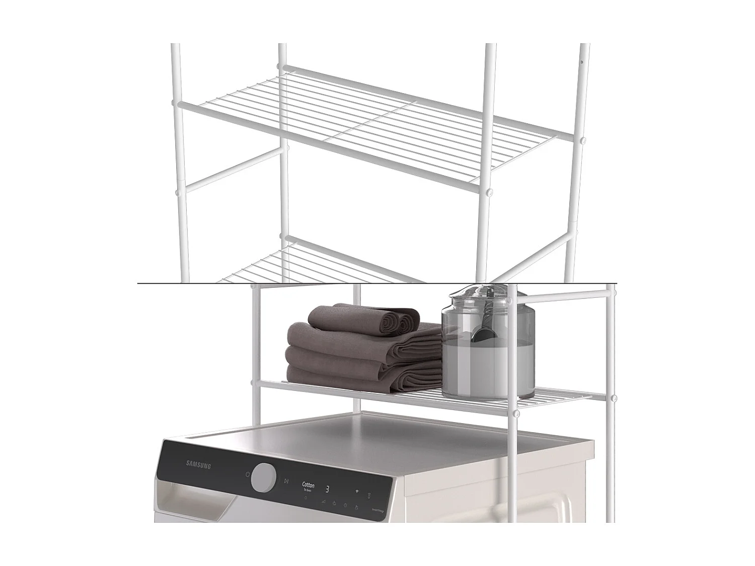 Waschmaschinenregal weiß 66x30x162 miso