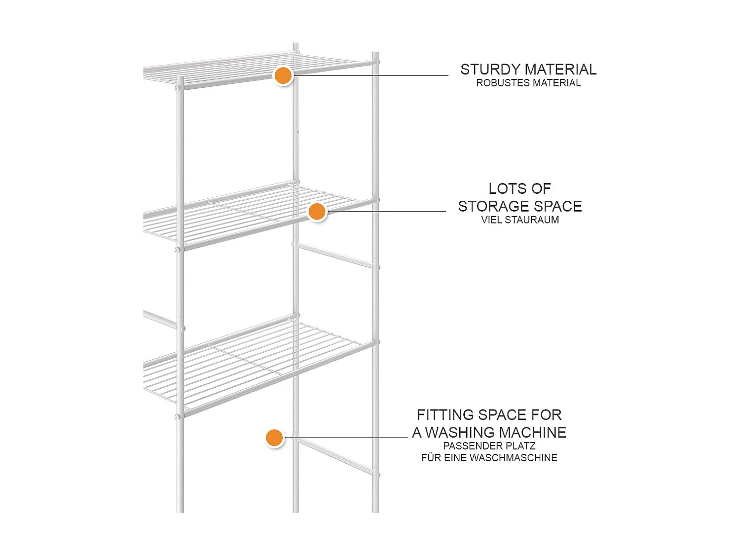 Waschmaschinenregal weiß 66x30x162 miso