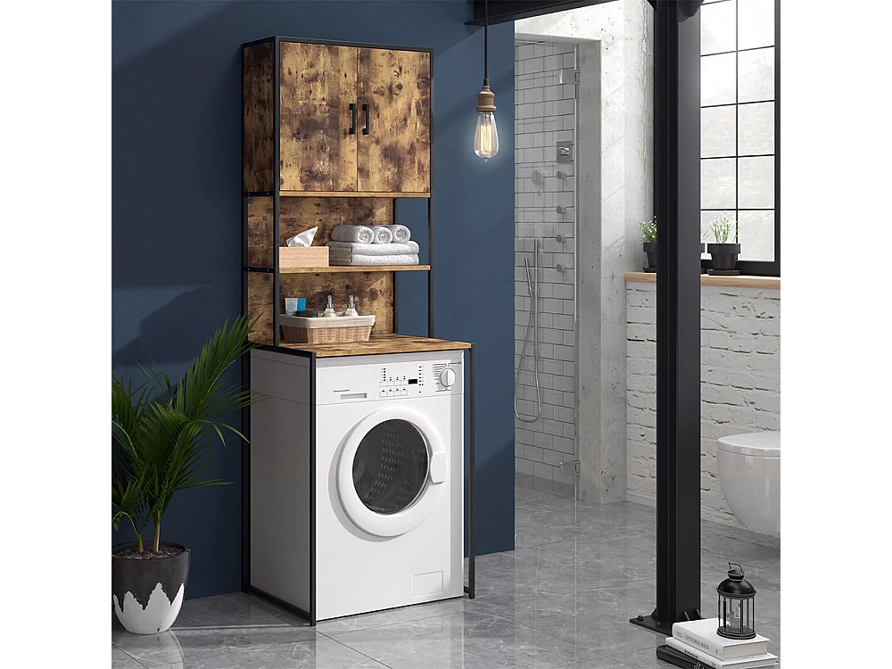 Waschmaschinenschrank eiche rustikal 64x48x189 fyrk