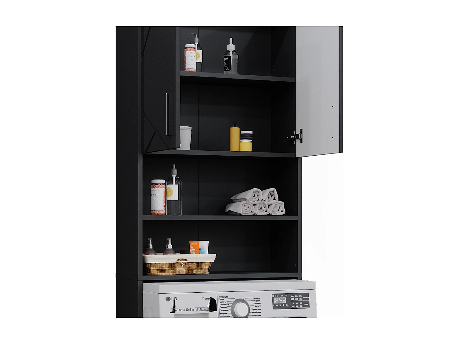 Washing machine cabinet anthracite high gloss 64x26x190.5 irma