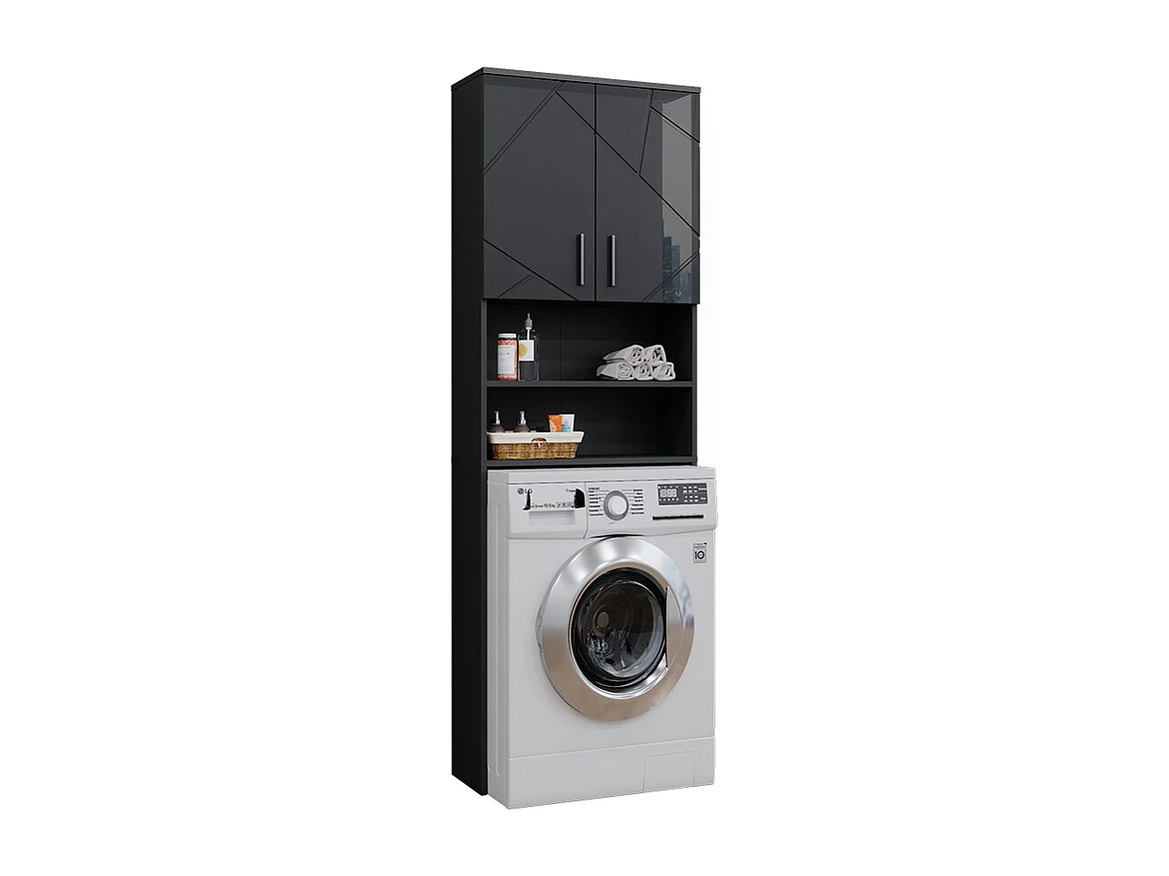 Washing machine cabinet anthracite high gloss 64x26x190.5 irma