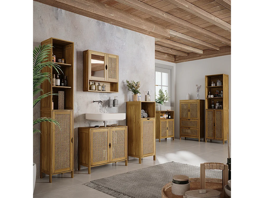 Armoire machine à laver bambou 66x25x168 liora