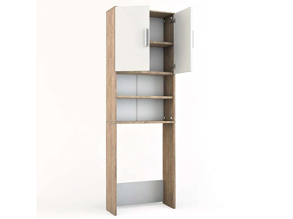 Waschmaschinenschrank weiß/sonoma 64x26x190