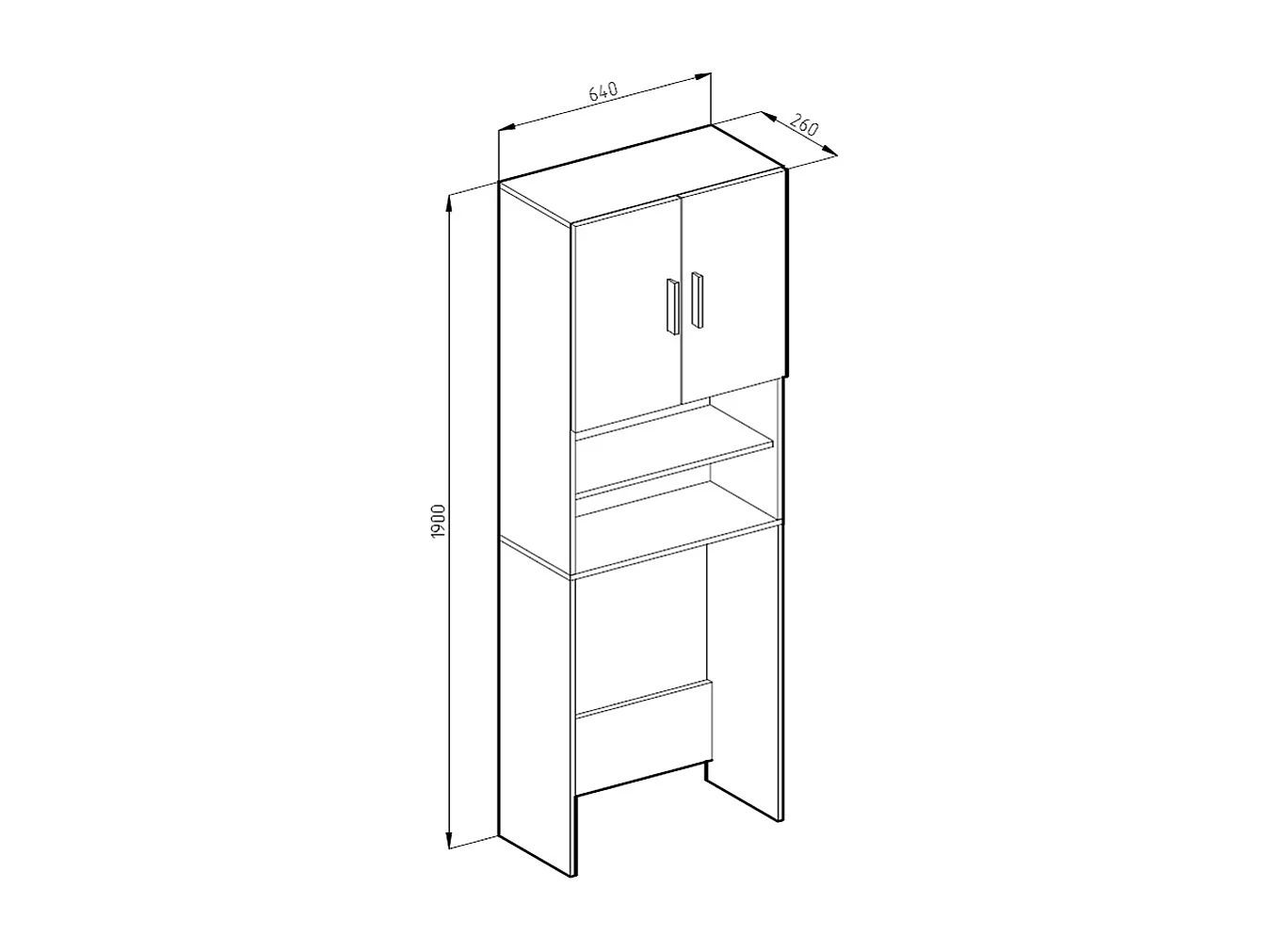 Waschmaschinenschrank weiß/sonoma 64x26x190
