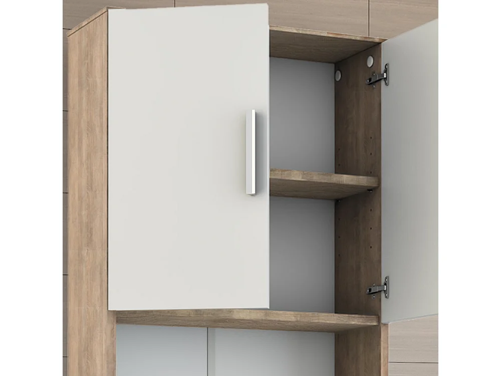 Waschmaschinenschrank weiß/sonoma 64x26x190