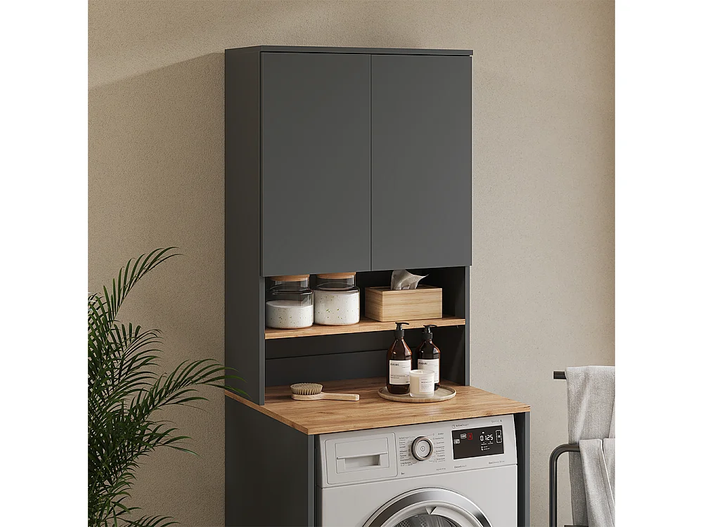 Waschmaschinenschrank anthrazit/goldkraft eiche 68x29x100.4 viktor