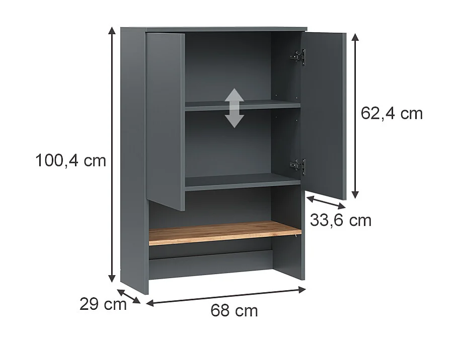 Waschmaschinenschrank anthrazit/goldkraft eiche 68x29x100.4 viktor