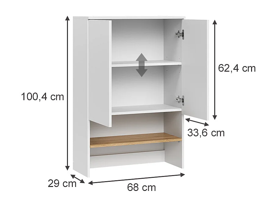 Waschmaschinenschrank weiß/artisan 68x29x100.4 viktor