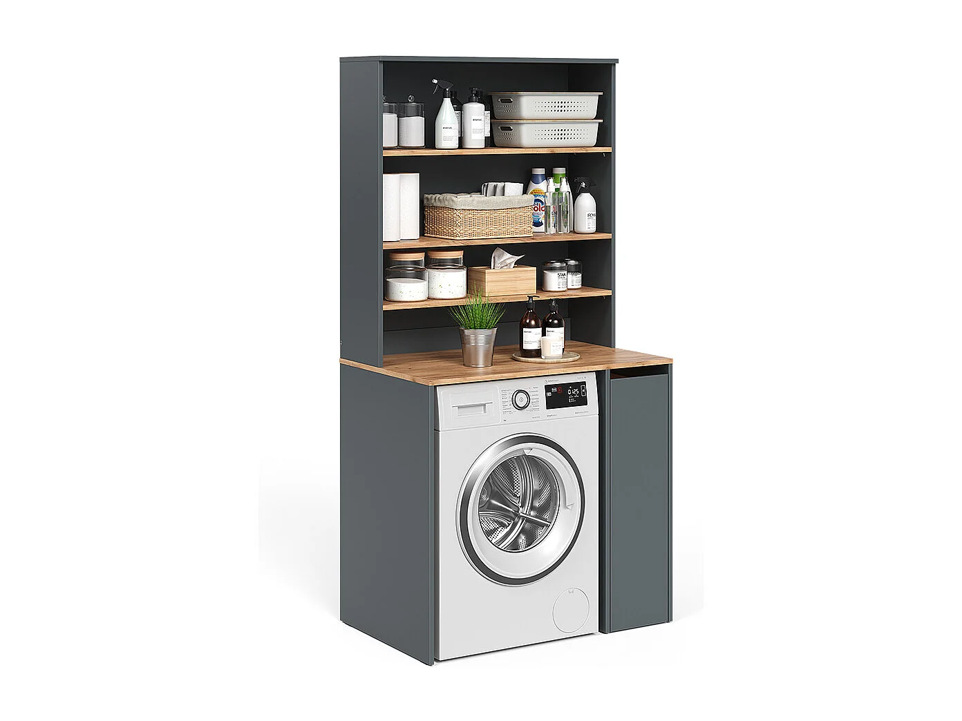 Waschmaschinenschrank anthrazit/goldkraft eiche 93.6x60x88.2 viktor