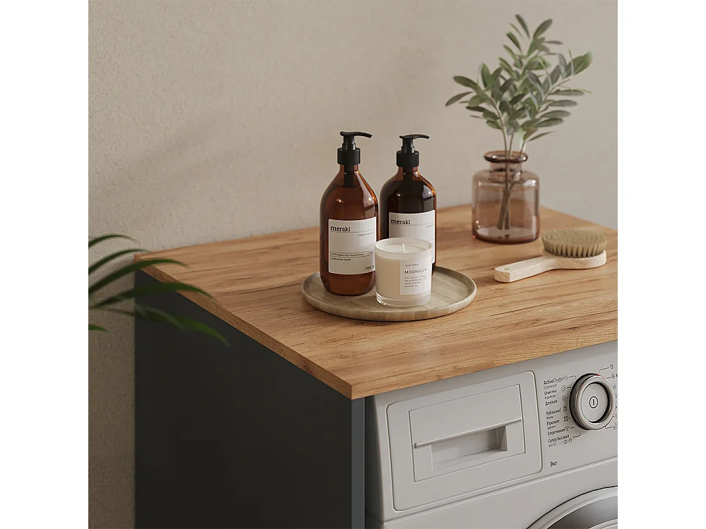 Waschmaschinenschrank anthrazit/goldkraft eiche 68x60x88.2 viktor