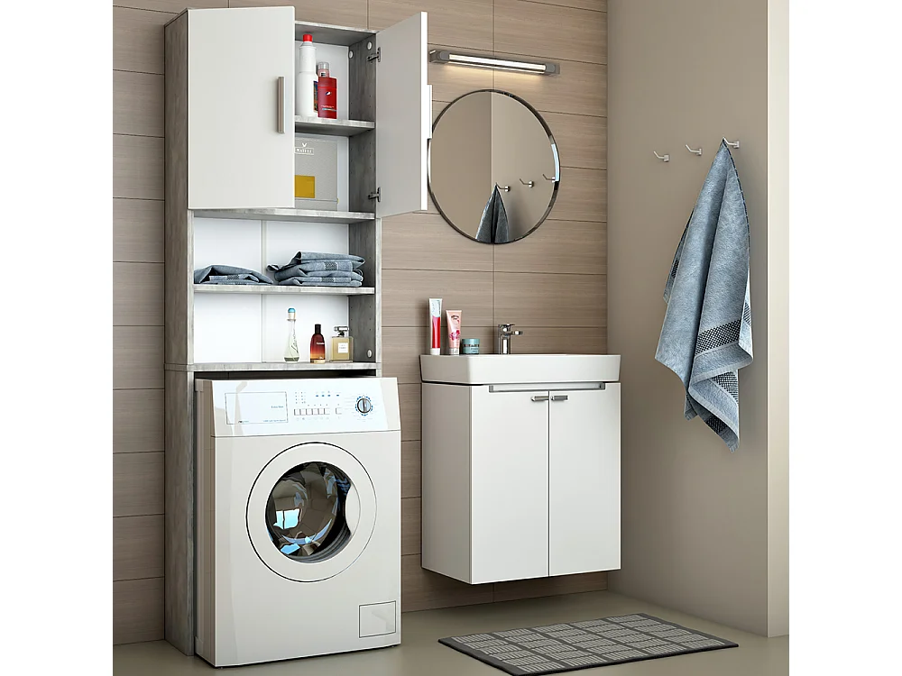 Waschmaschinenschrank beton 64x26x190