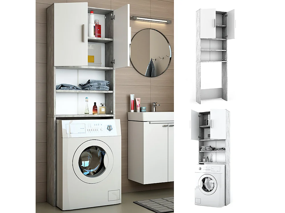 Waschmaschinenschrank beton 64x26x190