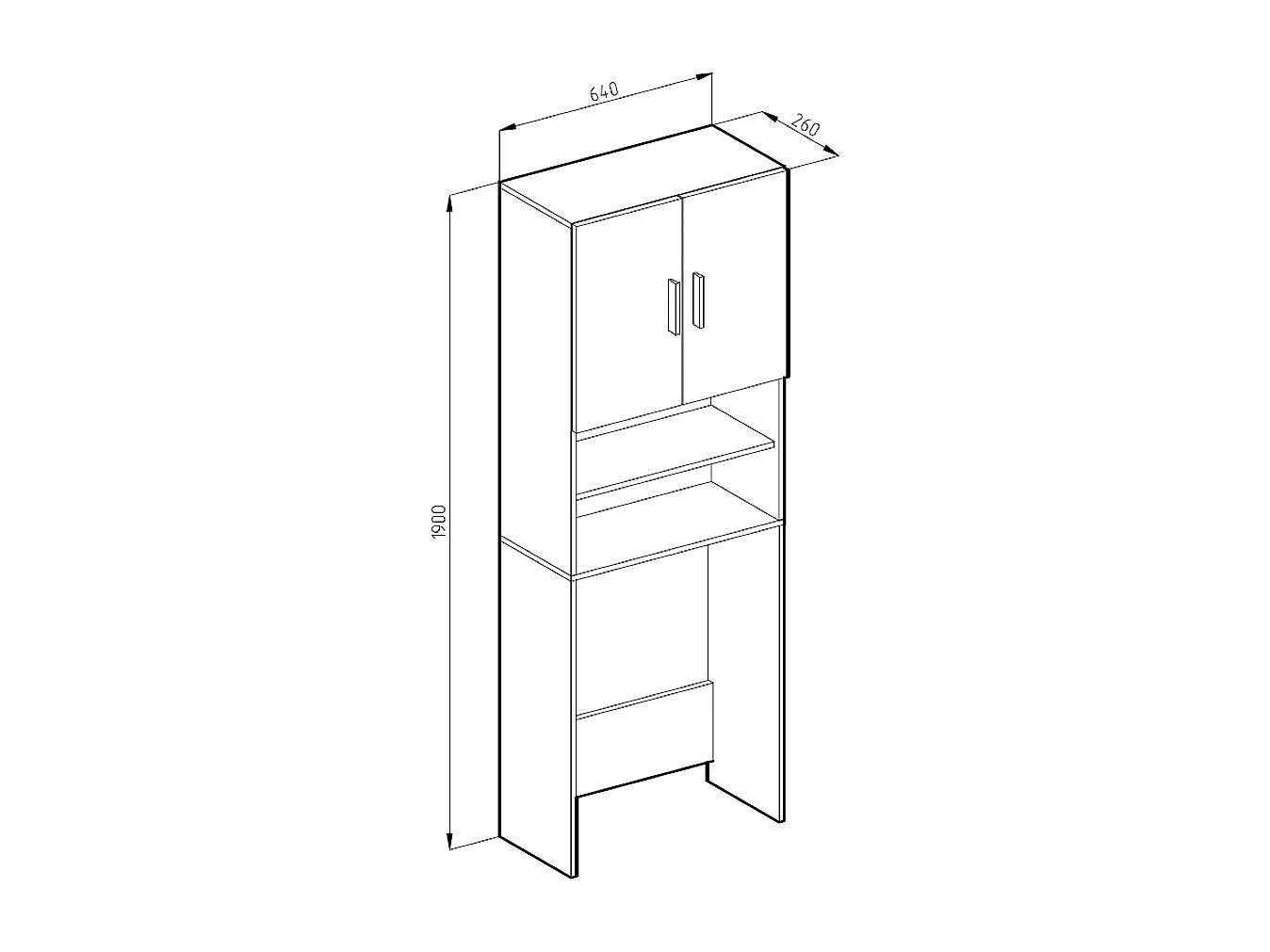 Waschmaschinenschrank beton 64x26x190