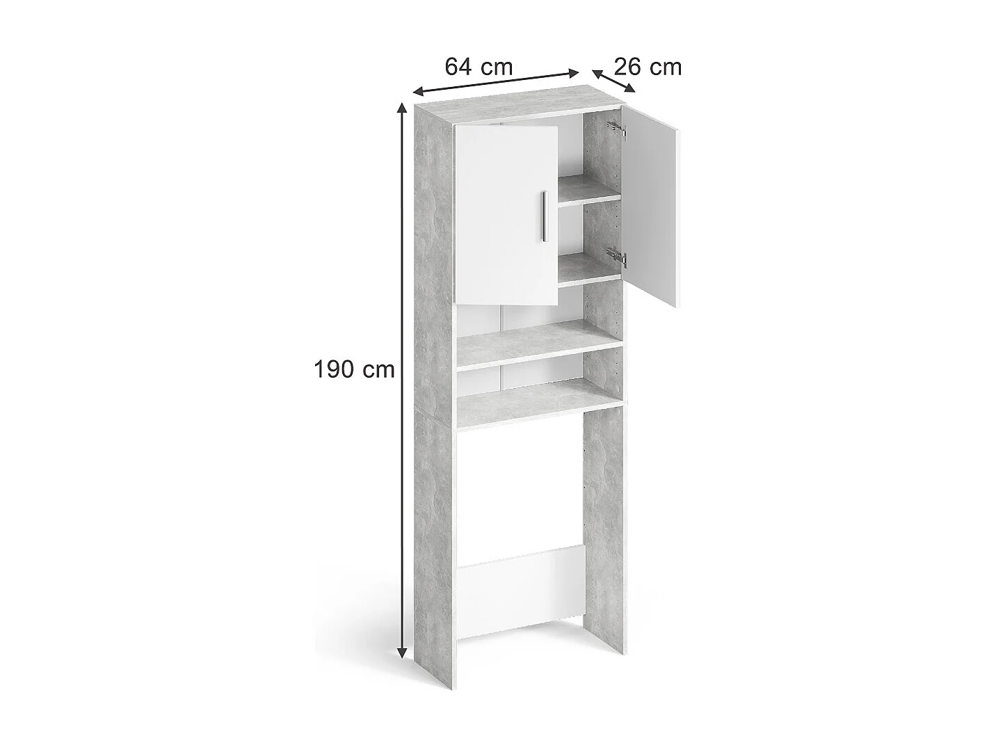 Waschmaschinenschrank beton 64x26x190