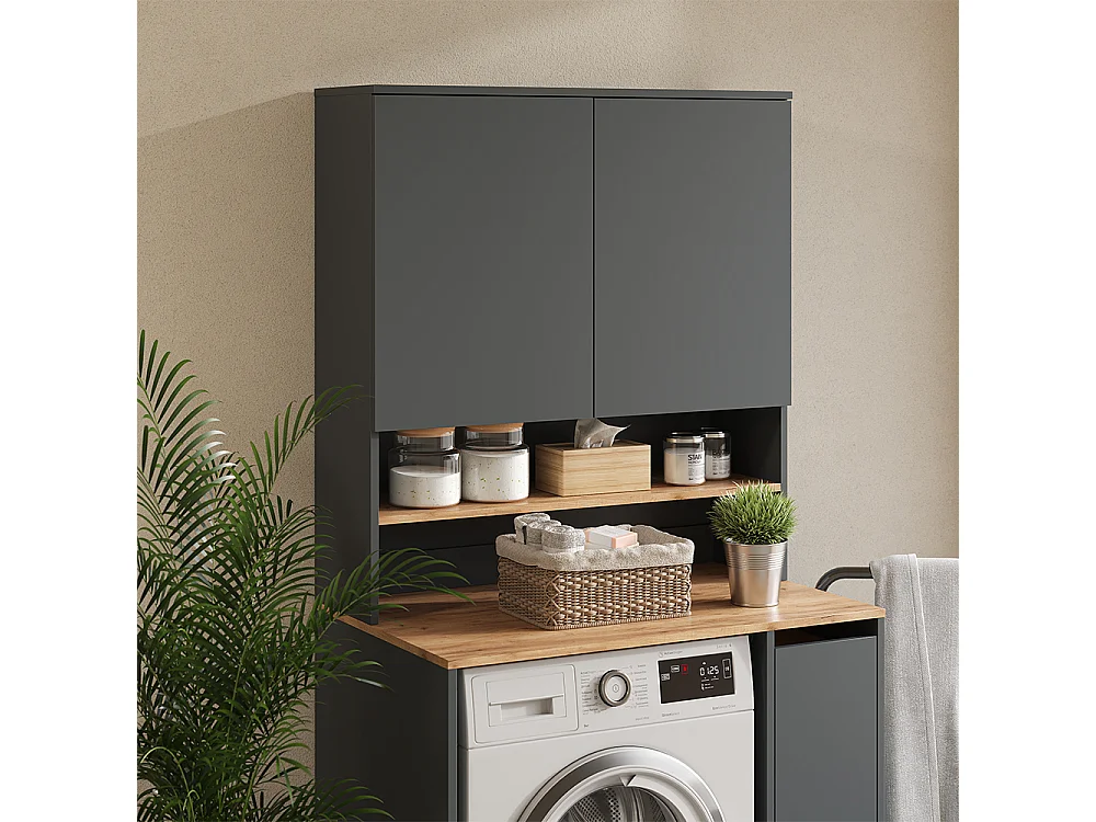 Waschmaschinenschrank anthrazit/goldkraft eiche 93.6x29x100.4 viktor