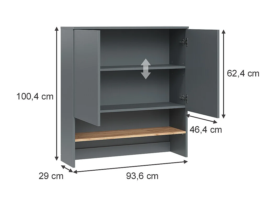 Waschmaschinenschrank anthrazit/goldkraft eiche 93.6x29x100.4 viktor
