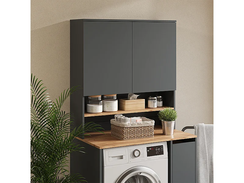 Waschmaschinenschrank anthrazit/goldkraft eiche 93.6x29x100.4 viktor