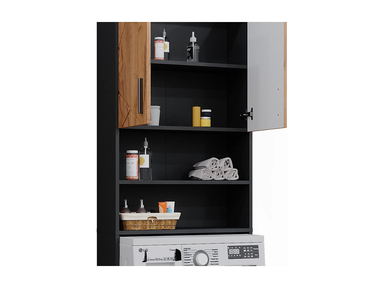 Waschmaschinenschrank goldkraft eiche/anthrazit 64x26x190.5 irma