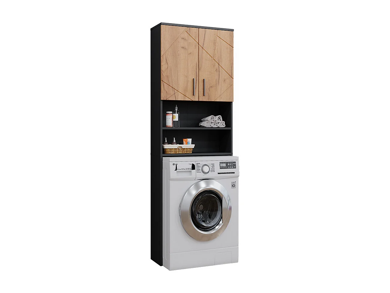 Washing machine cabinet gold power oak/anthracite 64x26x190.5 irma