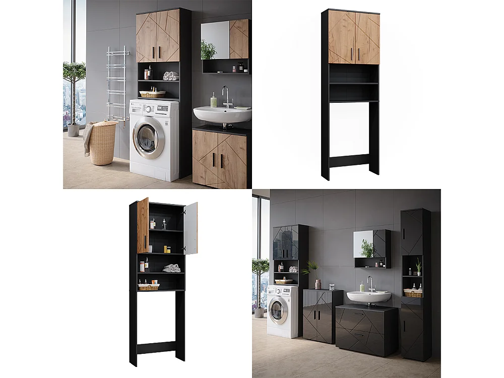 Washing machine cabinet gold power oak/anthracite 64x26x190.5 irma