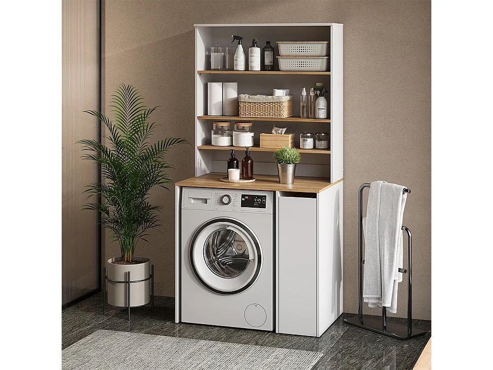 Washing machine cabinet white/artisan 93.6x60x88.2 viktor