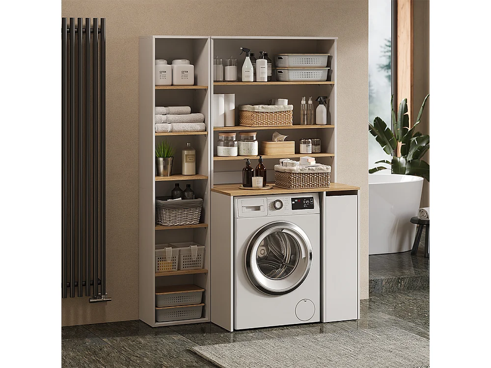 Washing machine cabinet white/artisan 93.6x60x88.2 viktor