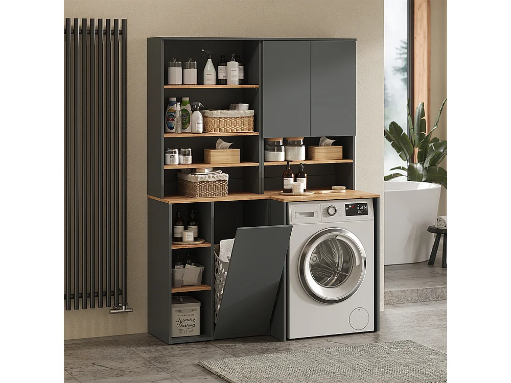 Waschmaschinenschrank anthrazit/goldkraft eiche 66x60x88.2 viktor
