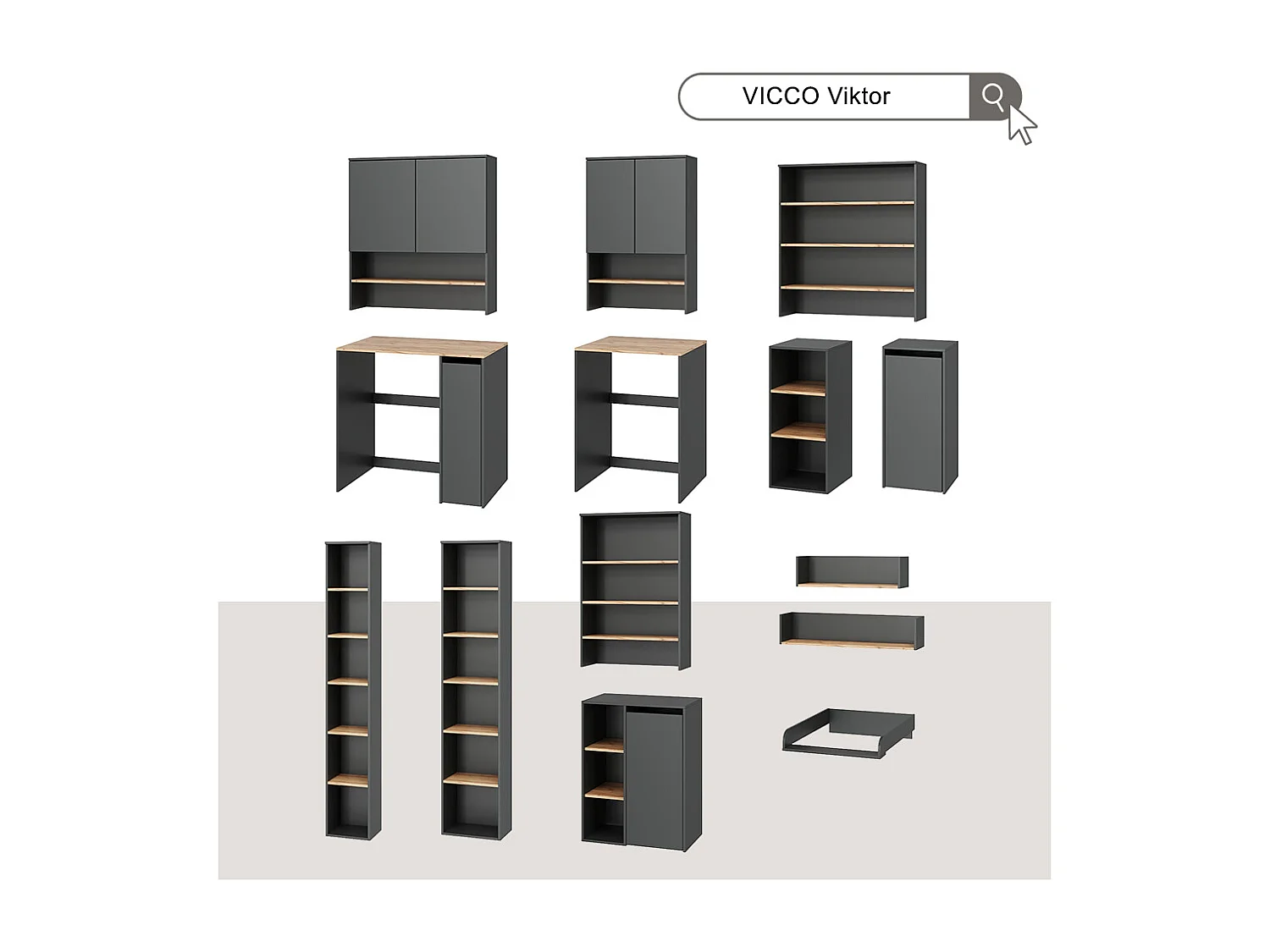 Waschmaschinenschrank anthrazit/goldkraft eiche 66x60x88.2 viktor