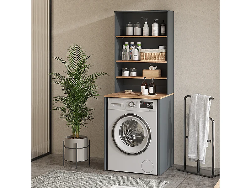 Waschmaschinenschrank anthrazit/goldkraft eiche 66x60x88.2 viktor