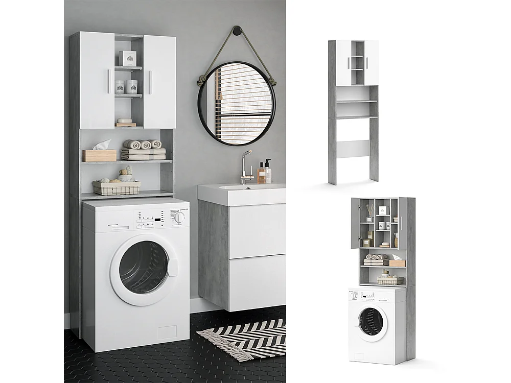 Washing machine cabinet concrete 64x25.6x190 luis