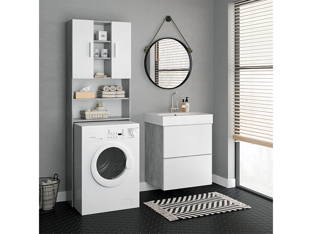 Washing machine cabinet concrete 64x25.6x190 luis