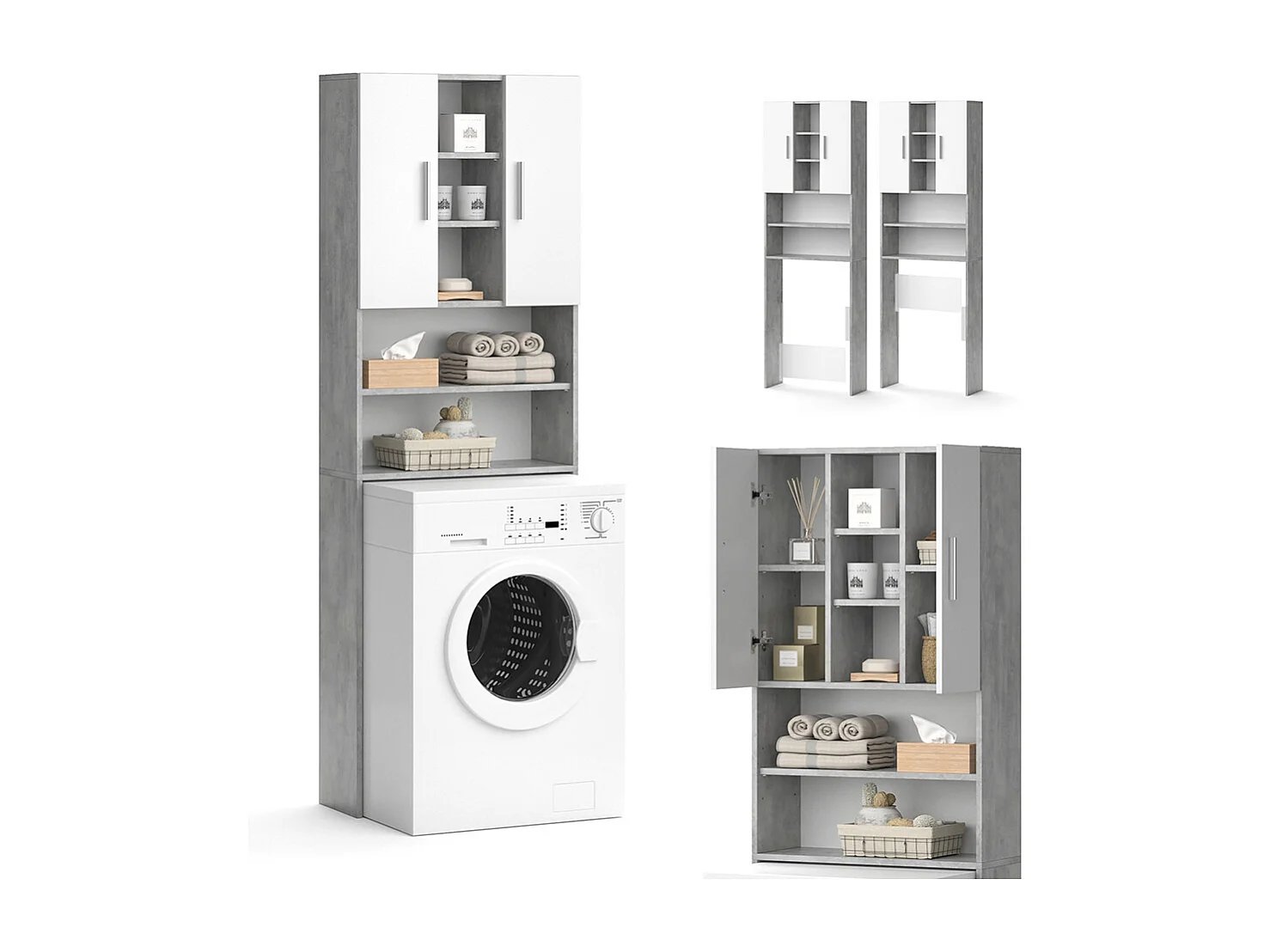 Washing machine cabinet concrete 64x25.6x190 luis