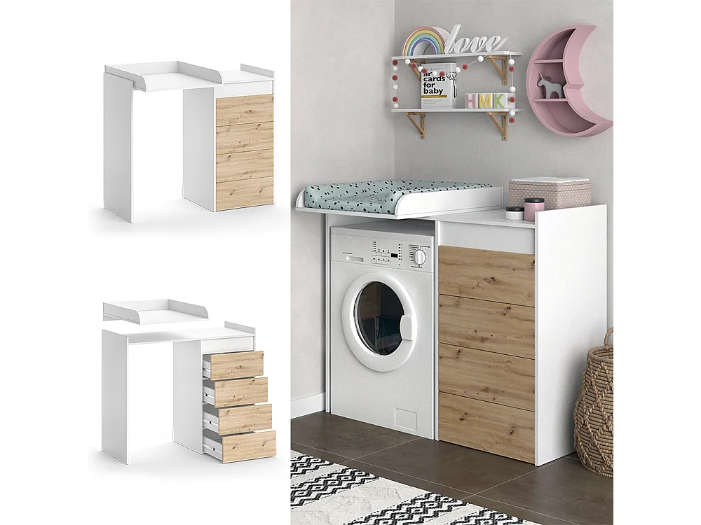 Waschmaschinenschrank weiß 116x50x98 alf