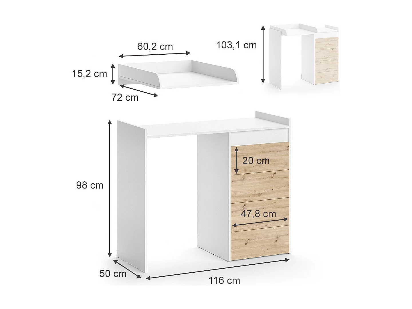 Washing machine cabinet white 116x50x98 alf