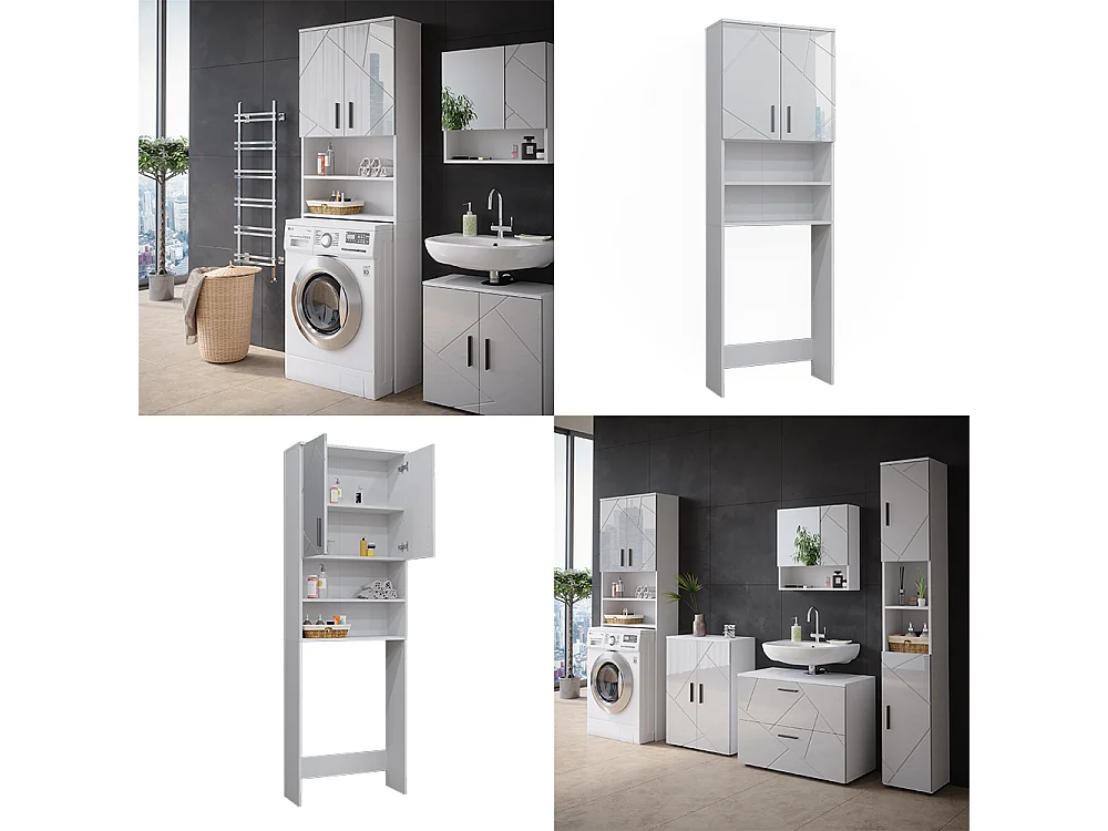 Waschmaschinenschrank weiß hochglanz 64x26x190.5 irma