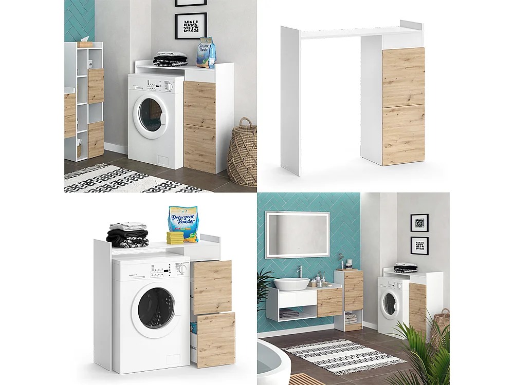 Washing machine cabinet white 99x33.8x98 alf