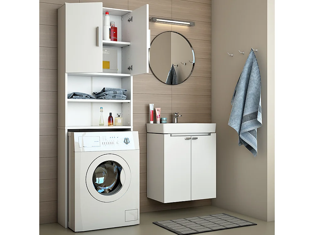 Waschmaschinenschrank weiß 64x26x190