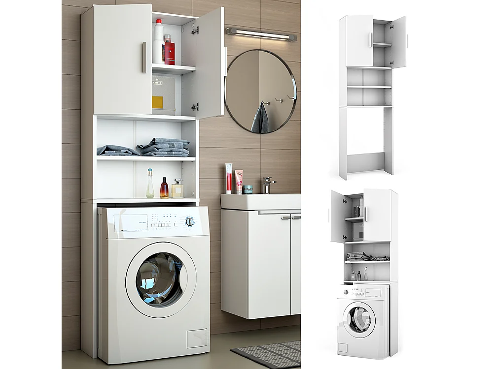 Waschmaschinenschrank weiß 64x26x190