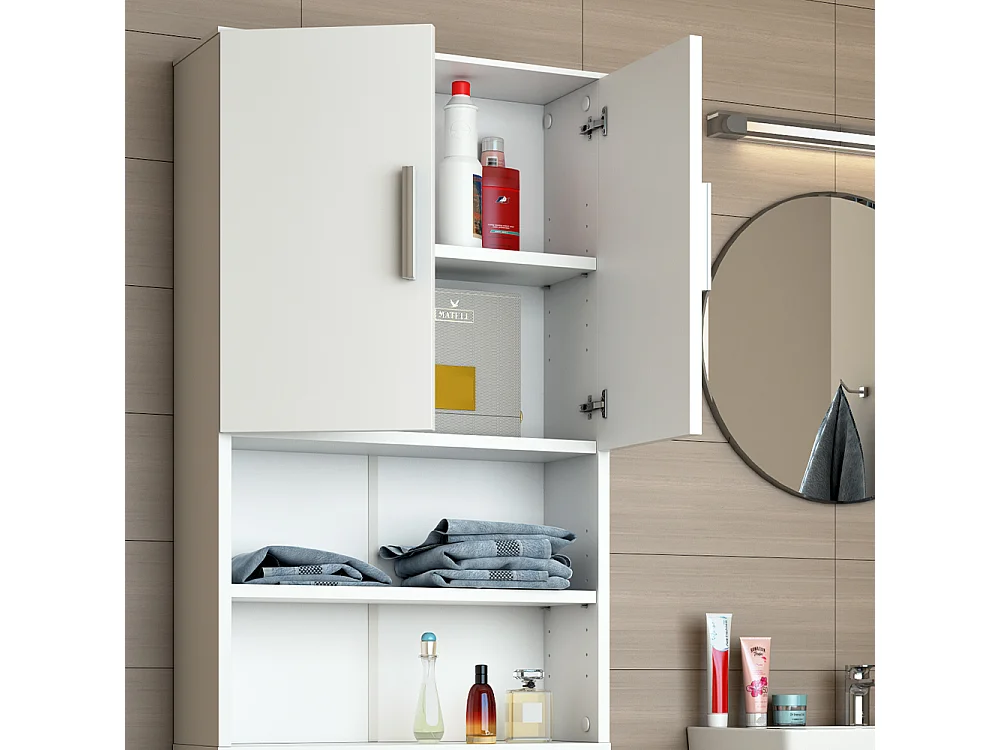 Waschmaschinenschrank weiß 64x26x190