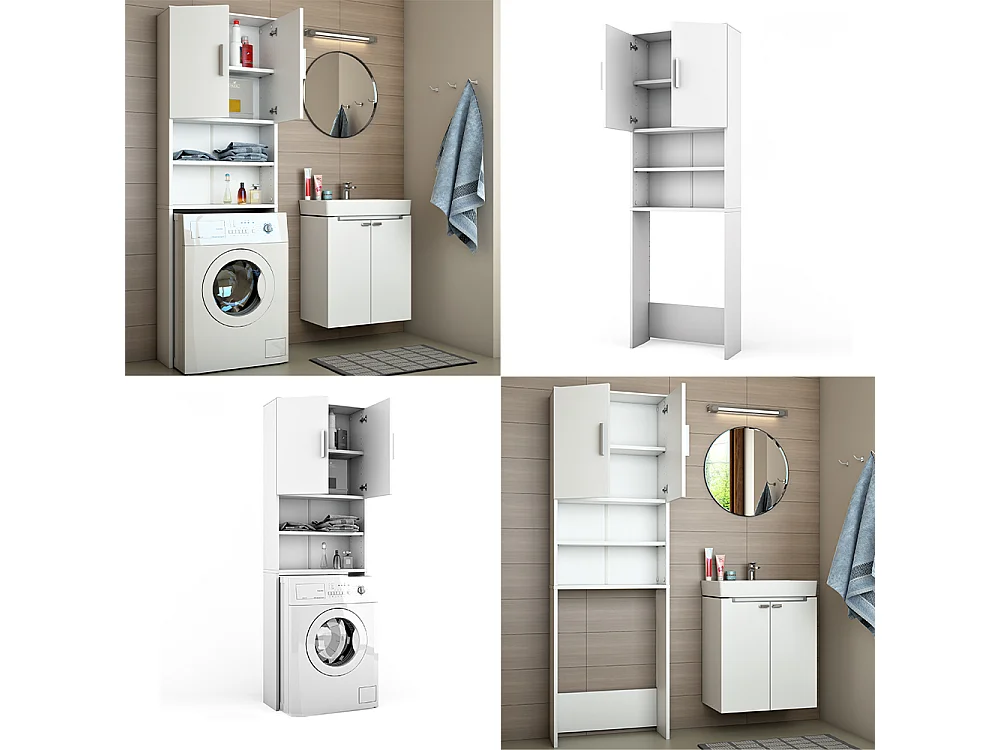 Waschmaschinenschrank weiß 64x26x190