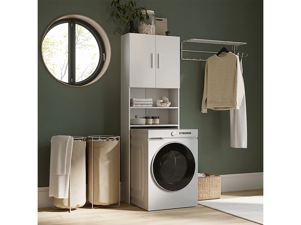 Washing machine cabinet white 64x26x190
