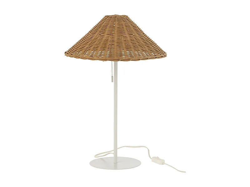 Lampe à Poser en Rotin "Preston" 50cm Naturel & Blanc