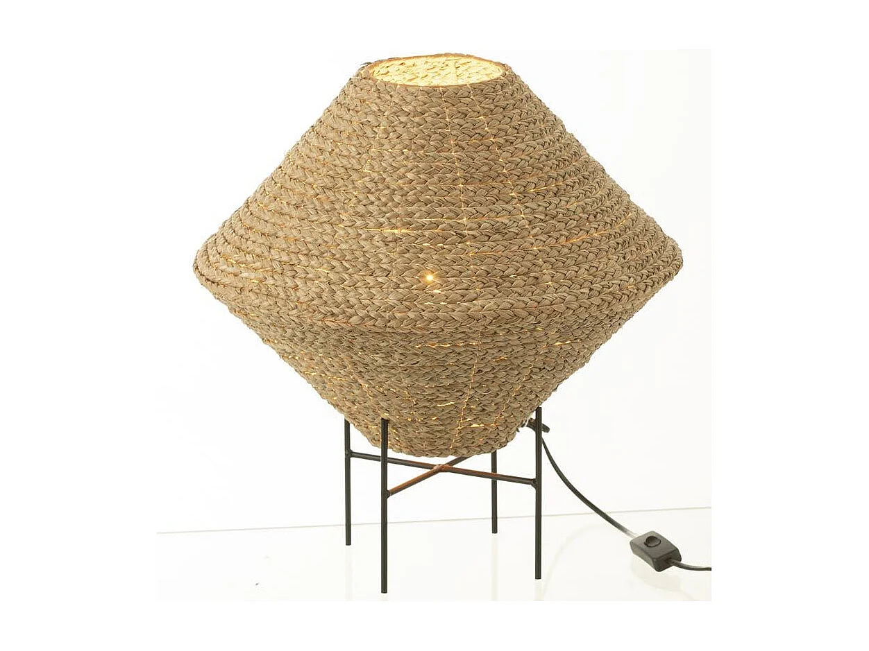 Lampe Suspension en Jonc "Soucoupe" 40cm Naturel